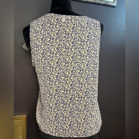 SOPRANO Cream and Blue Flutter Sheer Blouse with Ruffled Sleeves | Size Medium - Picture 4 of 8